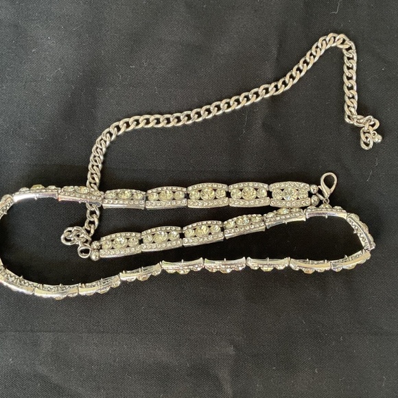 Silver Metal Chain Waist Belt Crystal Rhinestone Fairy Boho Adjustable 1/2" Wide - Picture 6 of 7